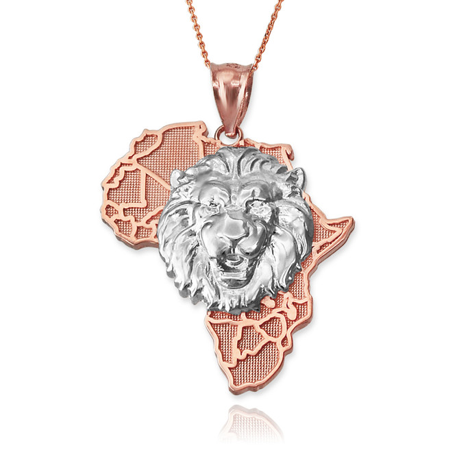 Gold Africa Lion Pendant Necklace
