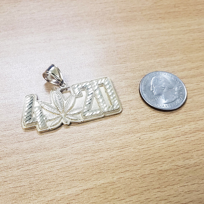 Gold Marijuana Leaf 420 Hip-hop DC Pendant