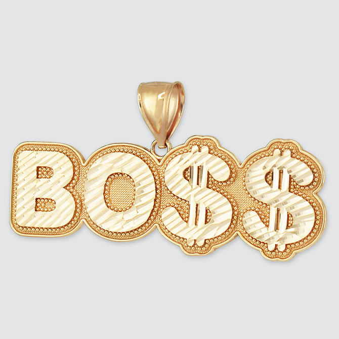 Men's Gold BO$$ Boss Sparkle-cut Hip-Hop Pendant