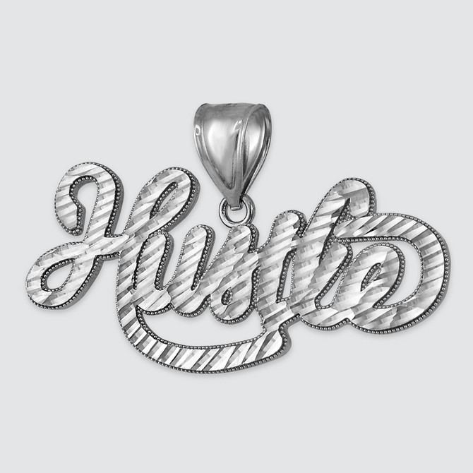 Gold HUSTLE Script Ward Hip-Hop DC Pendant