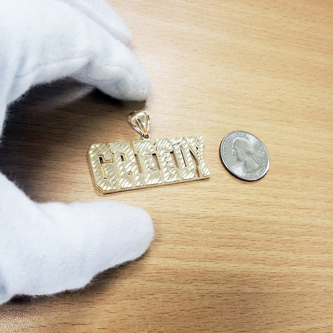 Mens Gold GREEDY Hip-hop DC Pendant