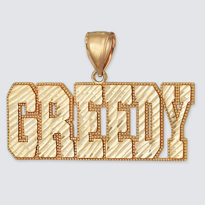 Mens Gold GREEDY Hip-hop DC Pendant