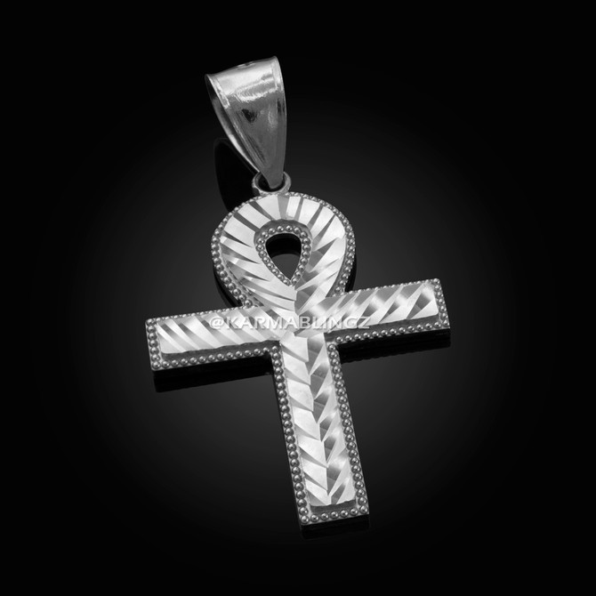 White Gold Ankh Cross DC Hip-Hop Pendant (S/L)