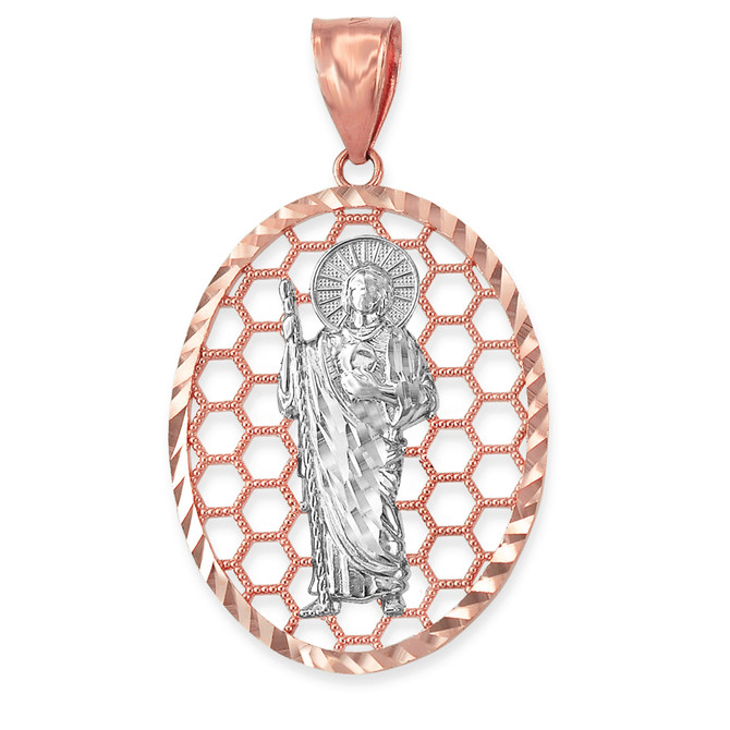 Gold Saint Jude Oval DC Honeycomb Pendant