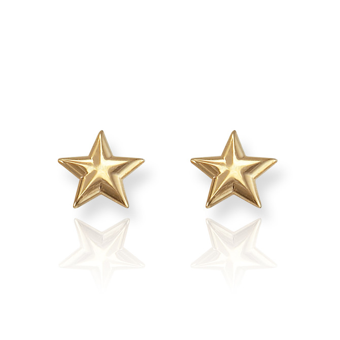 14K Yellow Gold Star Stud Earrings