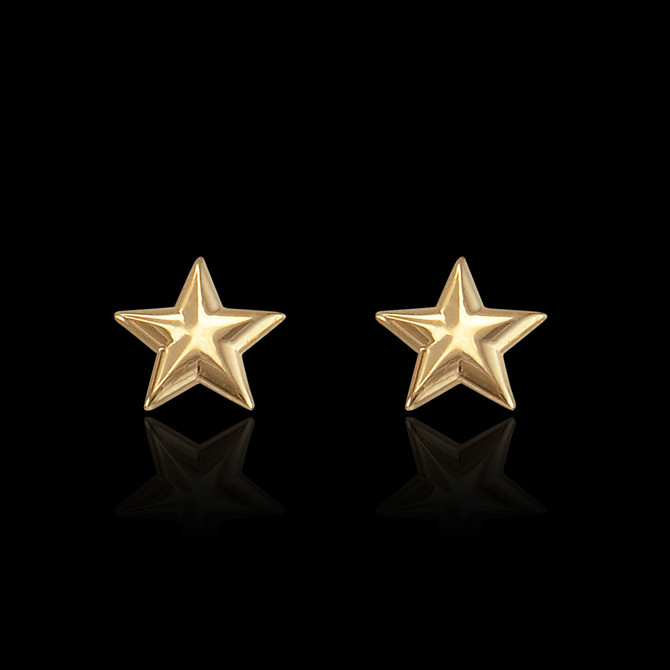 14K Yellow Gold Star Stud Earrings