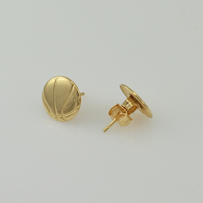 14K Yellow Gold Basketball Sport Stud Earrings