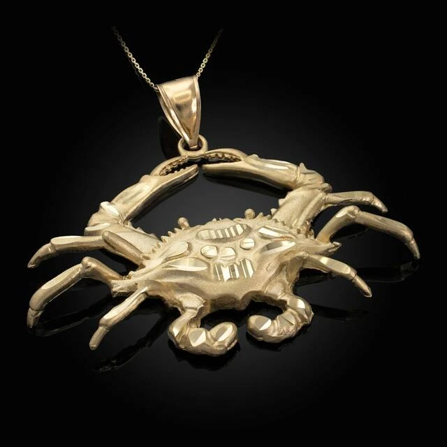 Gold Large Crab Pendant Necklace