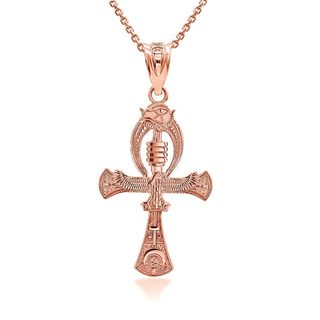 Gold Egyptian Ankh 3D Charm Necklace