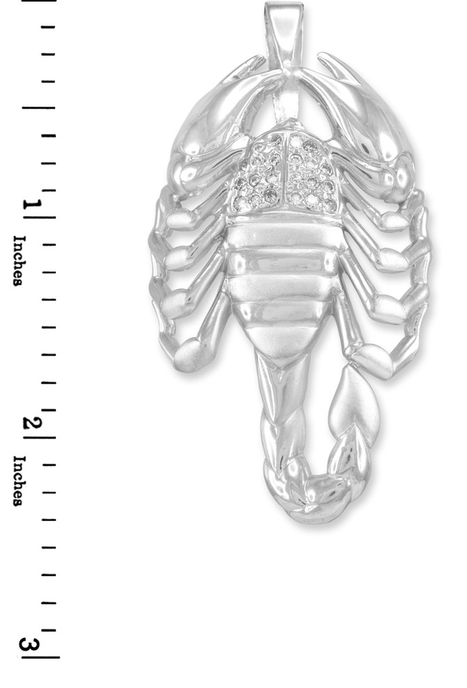 White Gold Scorpion CZ Pendant