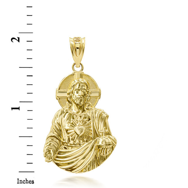 Polished Gold Jesus Christ Sacred Heart Pendant