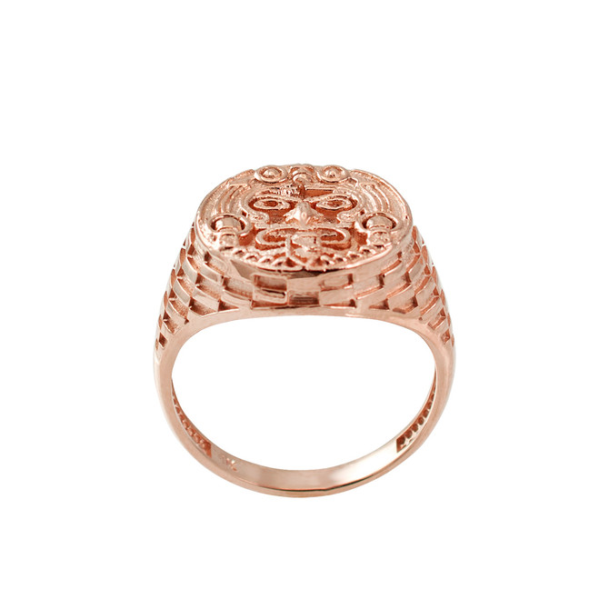 Gold Rugged Aztec Mayan Sun Ring