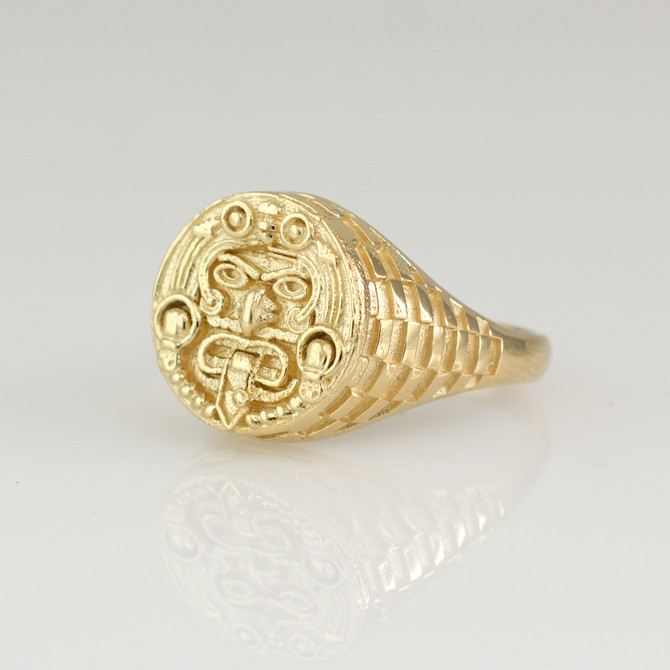Gold Rugged Aztec Mayan Sun Ring
