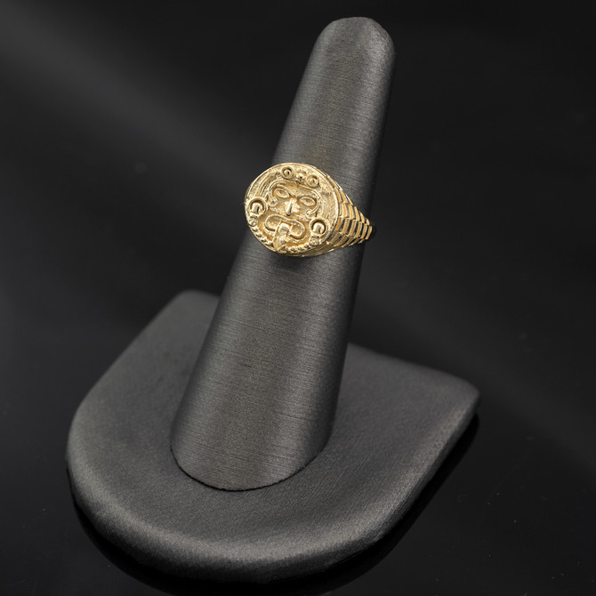 Gold Rugged Aztec Mayan Sun Ring