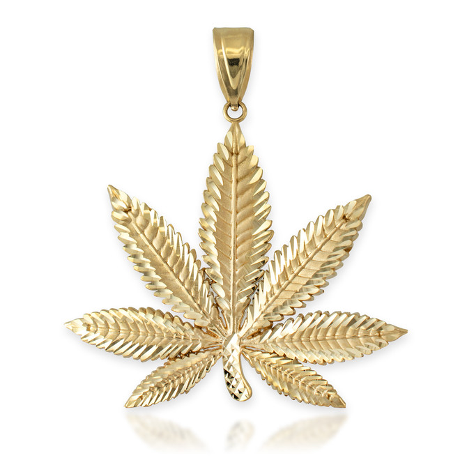Yellow Gold Marijuana Leaf DC Pendant (2 sizes)
