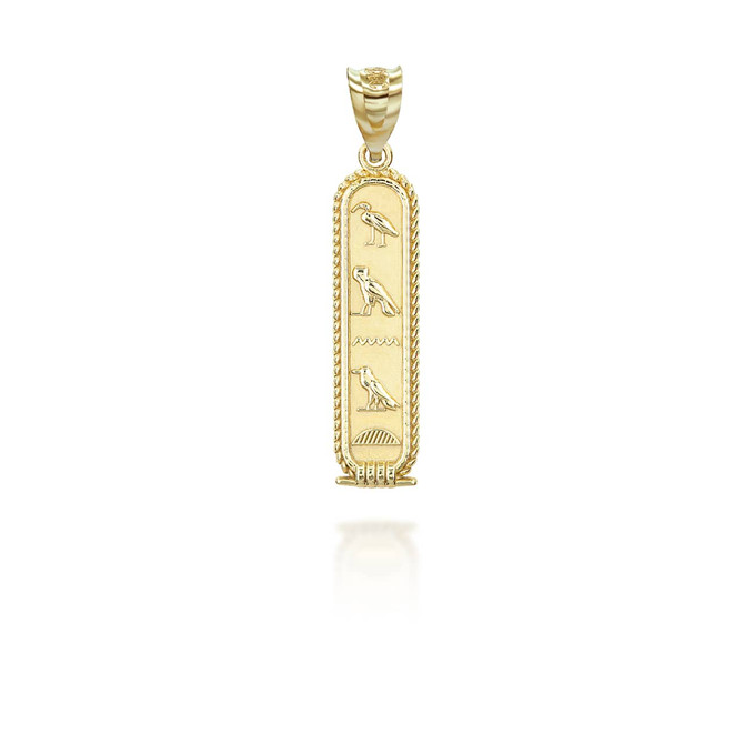 Gold Ancient Egyptian Cartouche Hieroglyphics Amulet Pendant Necklace