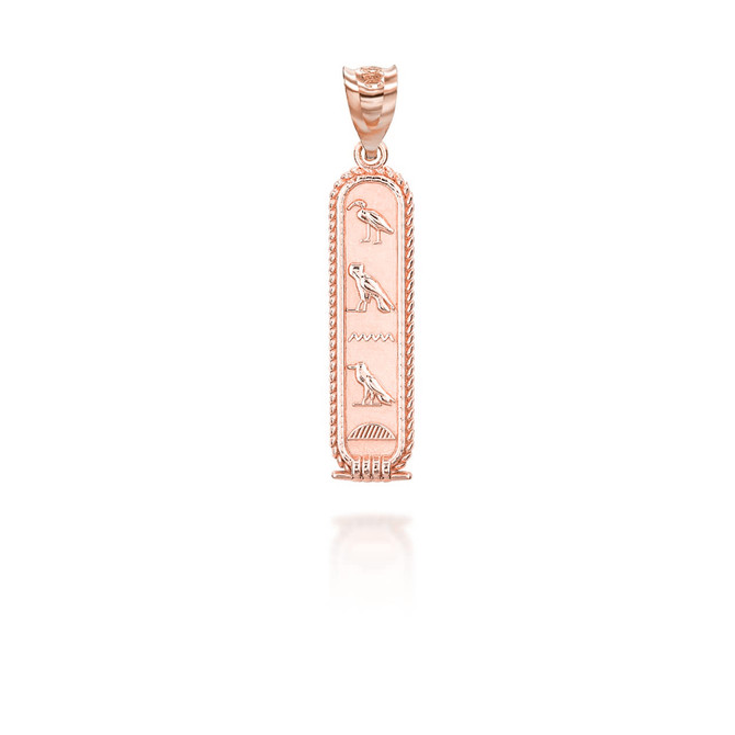 Gold Ancient Egyptian Cartouche Hieroglyphics Amulet Pendant Necklace