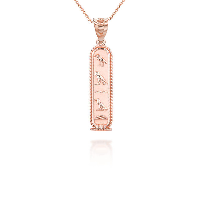 Gold Ancient Egyptian Cartouche Hieroglyphics Amulet Pendant Necklace