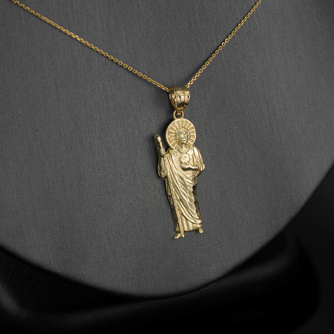 Gold Saint Jude Sparkle-cut Pendant Necklace