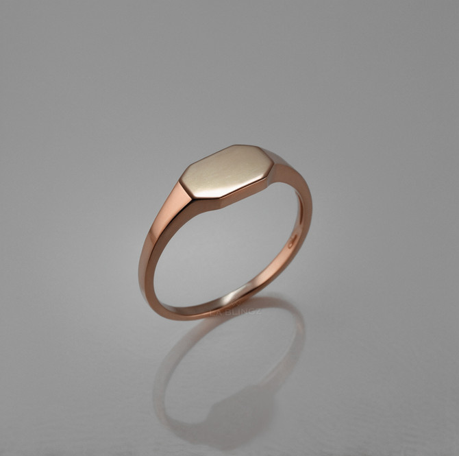 Gold Rectangular Octagon Signet Pinky Ring