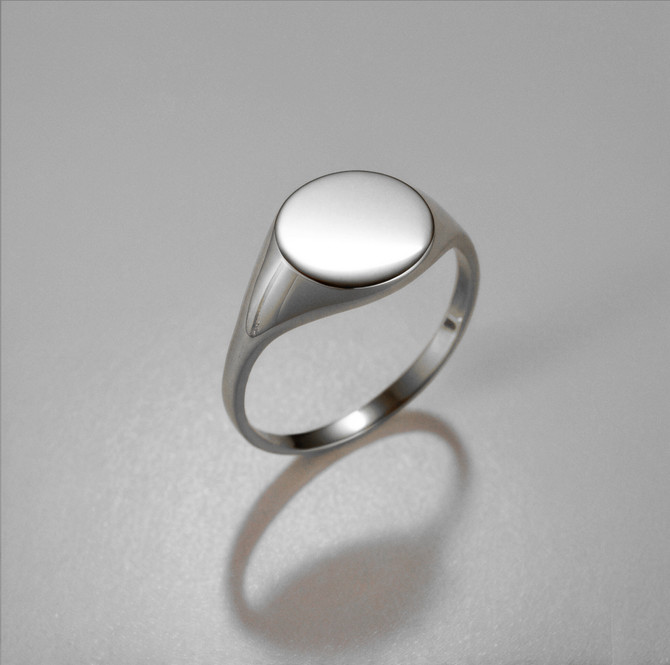 Polished Gold Round Signet Pinky Ring