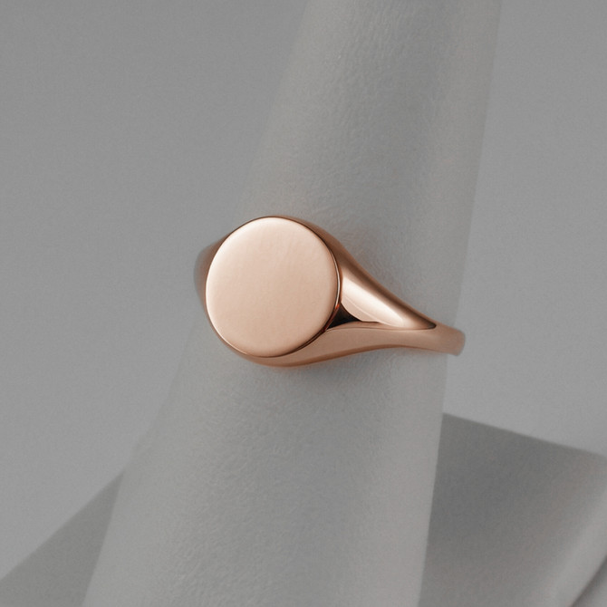 Polished Gold Round Signet Pinky Ring