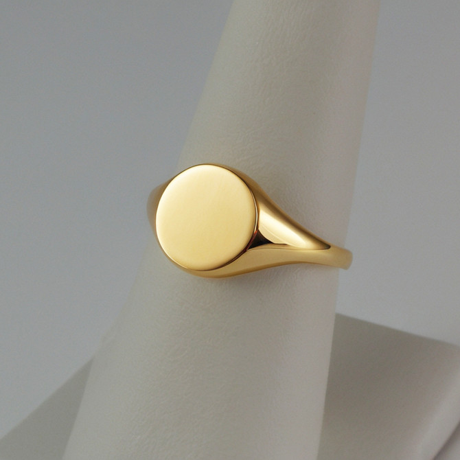 Polished Gold Round Signet Pinky Ring