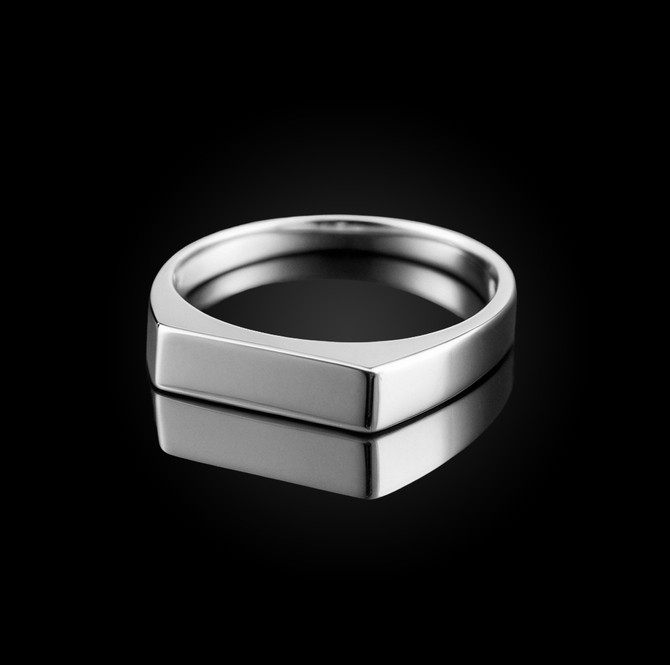 Gold Stackable Rectangle Bar Signet Pinky Ring