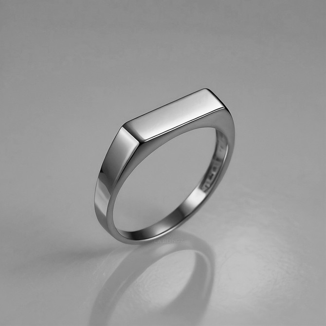 Gold Stackable Rectangle Bar Signet Pinky Ring