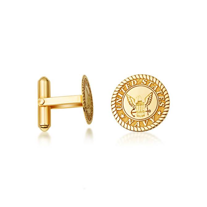 14K Yellow Gold United States Navy Emblem Officially Licensed Cufflinks