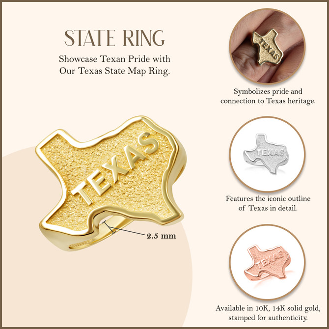 Gold Texas State Map Ring