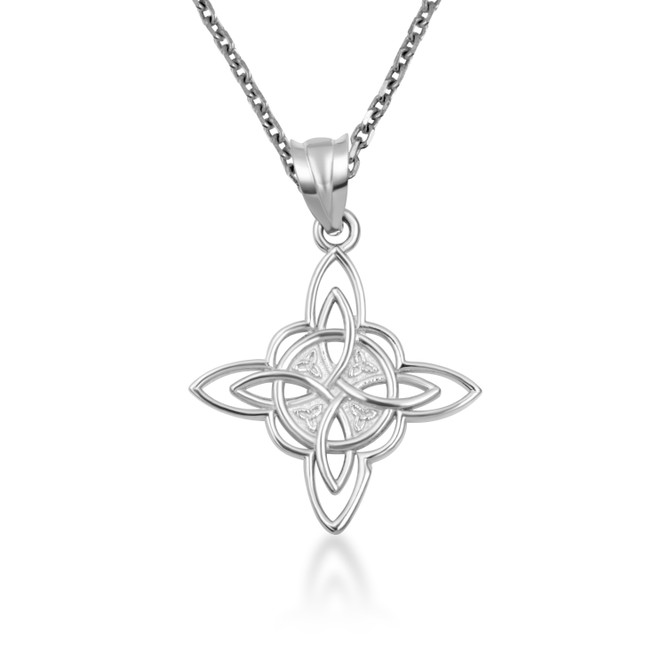 Polished Gold Celtic Triquetra Cross Pendant Necklace