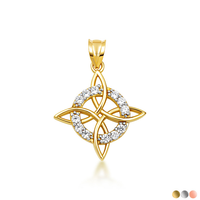 Gold Irish Celtic Triquetra Cross Pendant Necklace
