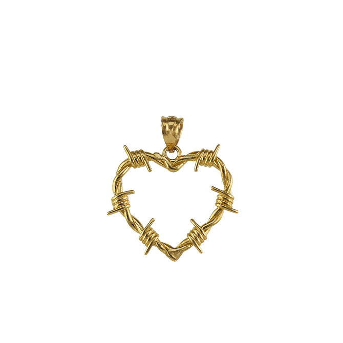 Gold Barbed Wire Heart Pendant Necklace (S/M/L)