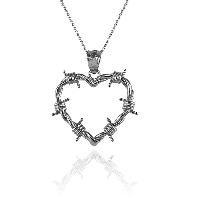 Gold Barbed Wire Heart Pendant Necklace (S/M/L)