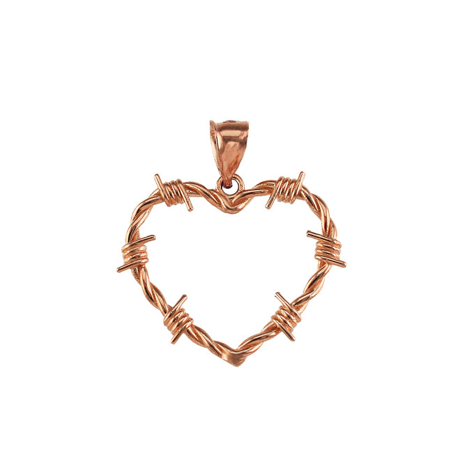 Gold Barbed Wire Heart Pendant Necklace (S/M/L)