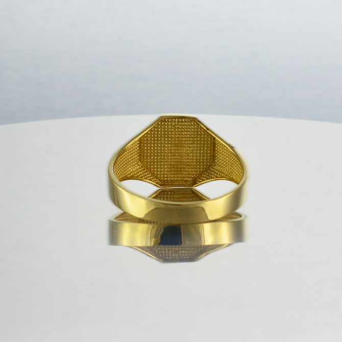 Men's Yellow Gold Letter Initial Octagon Signet Ring