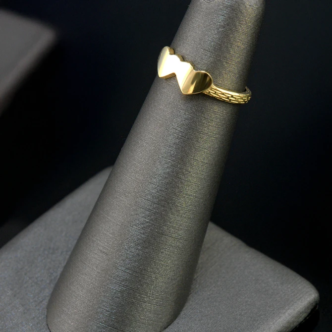 Double Heart Baby Ring Elegant Gold Gift for Baby Girls