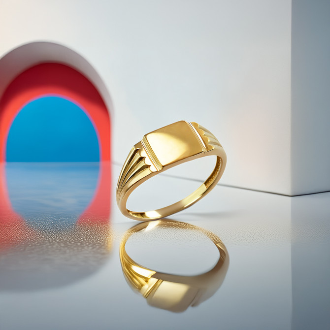 Polished Square Gold Baby Signet Ring