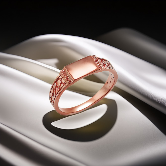 Gold Nugget Band Square Rectangle Baby Signet Ring