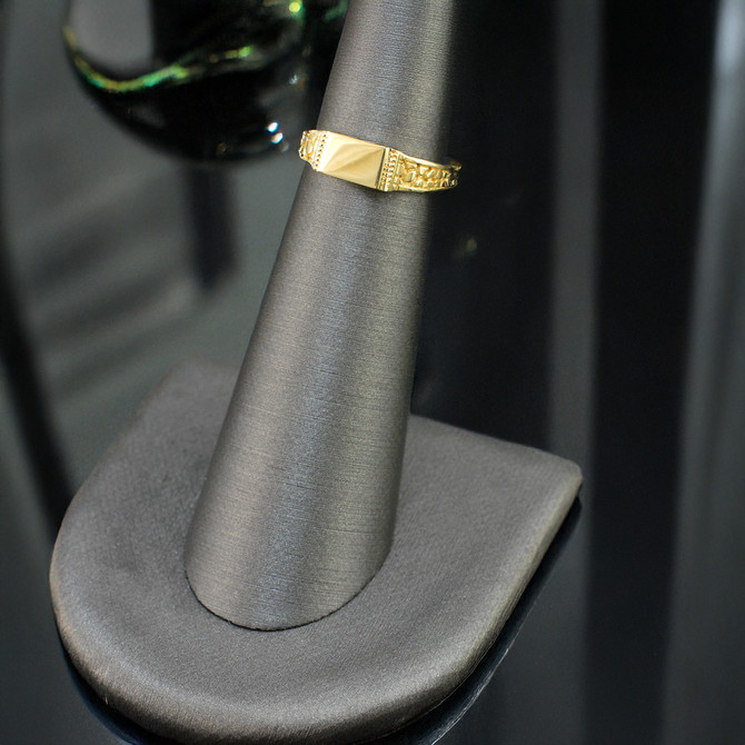 Gold Nugget Band Square Rectangle Baby Signet Ring