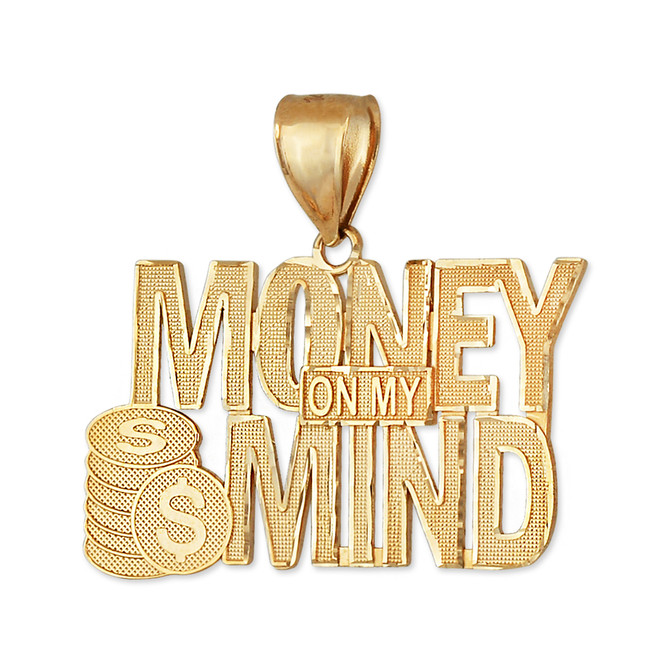 Solid Gold 'Money On My Mind' Hip Hop Pendant Diamond-Cut