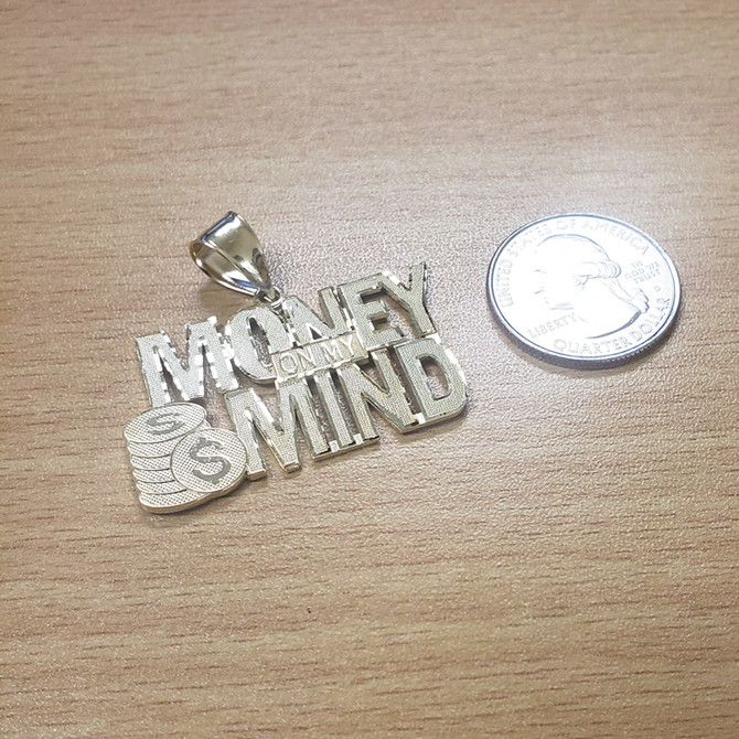 Solid Gold 'Money On My Mind' Hip Hop Pendant Diamond-Cut