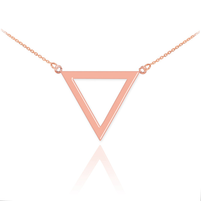 14K Polished Rose Gold Triangle Necklace