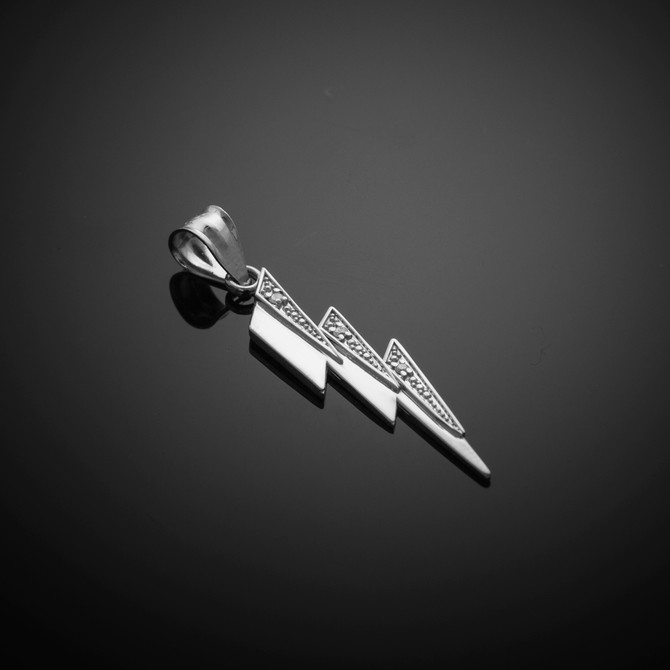 White Gold Thunderbolt Diamond Pendant