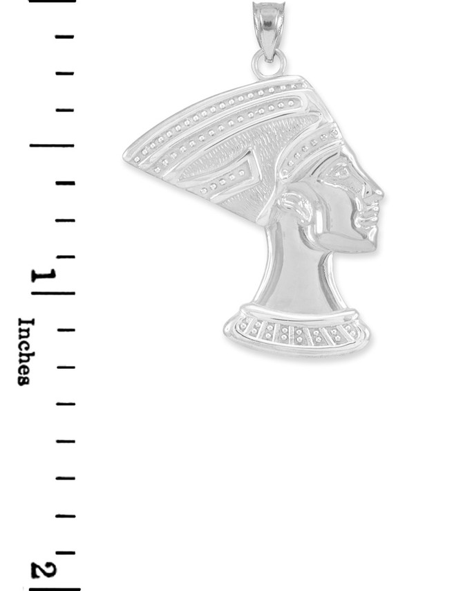 White Gold Egyptian Queen Nefertiti Pendant