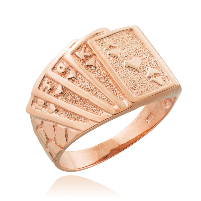 Rose Gold Royal Flush Poker Nugget Ring
