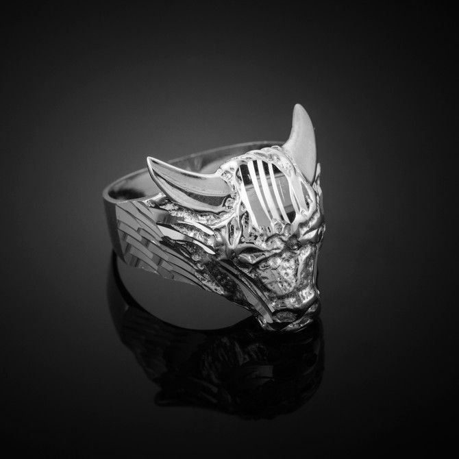 White Gold Bull Taurus Ring