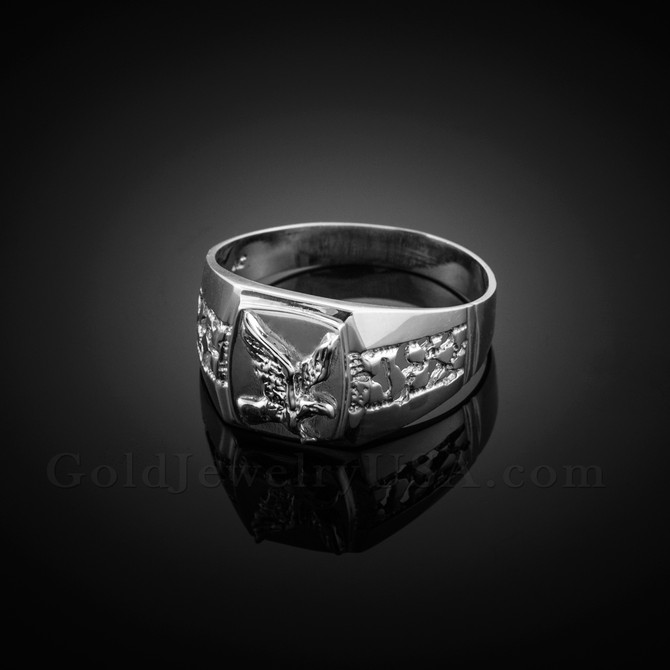 Men's White Gold Eagle Ring