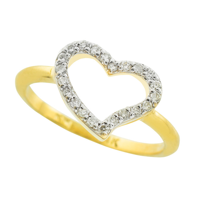 Gold Diamond Heart Ring